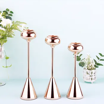 

fashion rose gold 1 light metal candle stand gold candle hold metal candlesticks for table centerpieces lantern decor ZT152