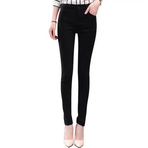 Джинсовые Капри с высокой талией шаровары женские брюки, леггинсы белые брюки для женщин эластичные узкие брюки 6Xl Плюс Размер Denmi комбинезоны - Цвет: Черный