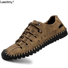 Loecktty/Новинка года; летние мужские кожаные сандалии; повседневная обувь в деловом стиле; мужские сандалии в римском стиле; мужская летняя водонепроницаемая обувь; большой размер 48