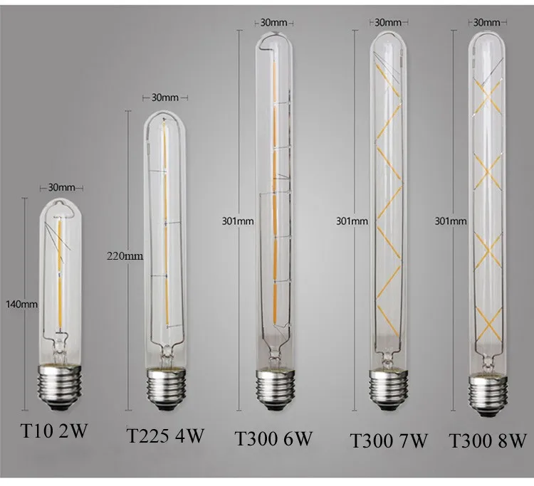 2 Вт 4 Вт 6 Вт 7 Вт 8 Вт E27 светодиодный лампочка накаливания из прозрачного стекла, светильник Эдисона для помещений, винтажный светильник ing