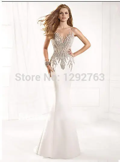 ED-055 New Arrival Free Shipping Tarik Ediz Dress 2014 Top Quality Sexy Beaded Chiffon Floor Length Evening | Свадьбы и торжества
