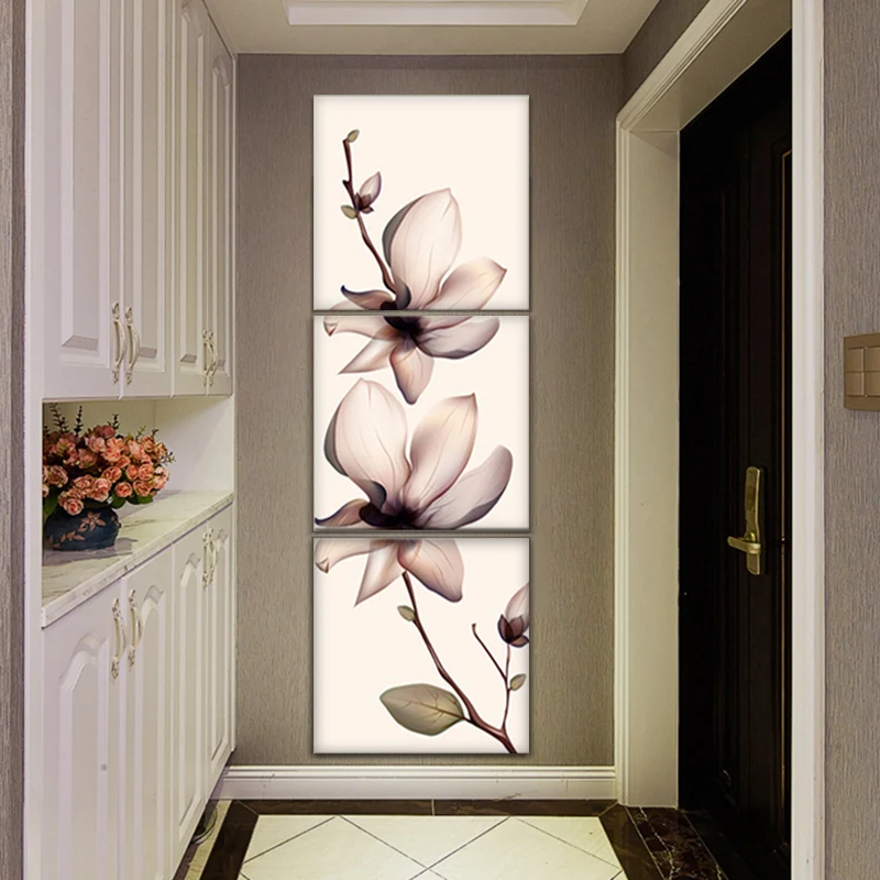 Nordic Modular Pictures Canvas Triptych Poster Tulip Flowers Wall Art For Living Room