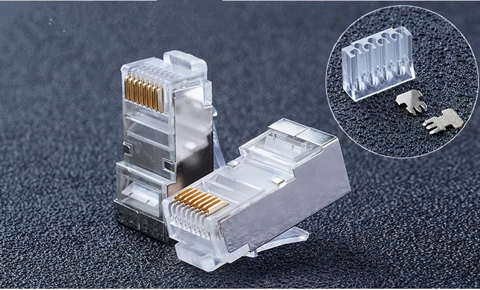 50 компл. Ethernet разъем 8P8C RJ45 Cat6 Сетевой разъем Ethernet кабели модуль штекер сетевой разъем металлический экранированный терминалы