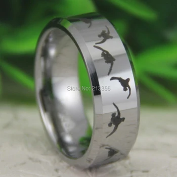 

Cheap Price Free Shipping USA Canada Hot Selling 8MM Silver Beveled Duck Hunting The Lord Men's Fashion Tungsten Wedding Ring