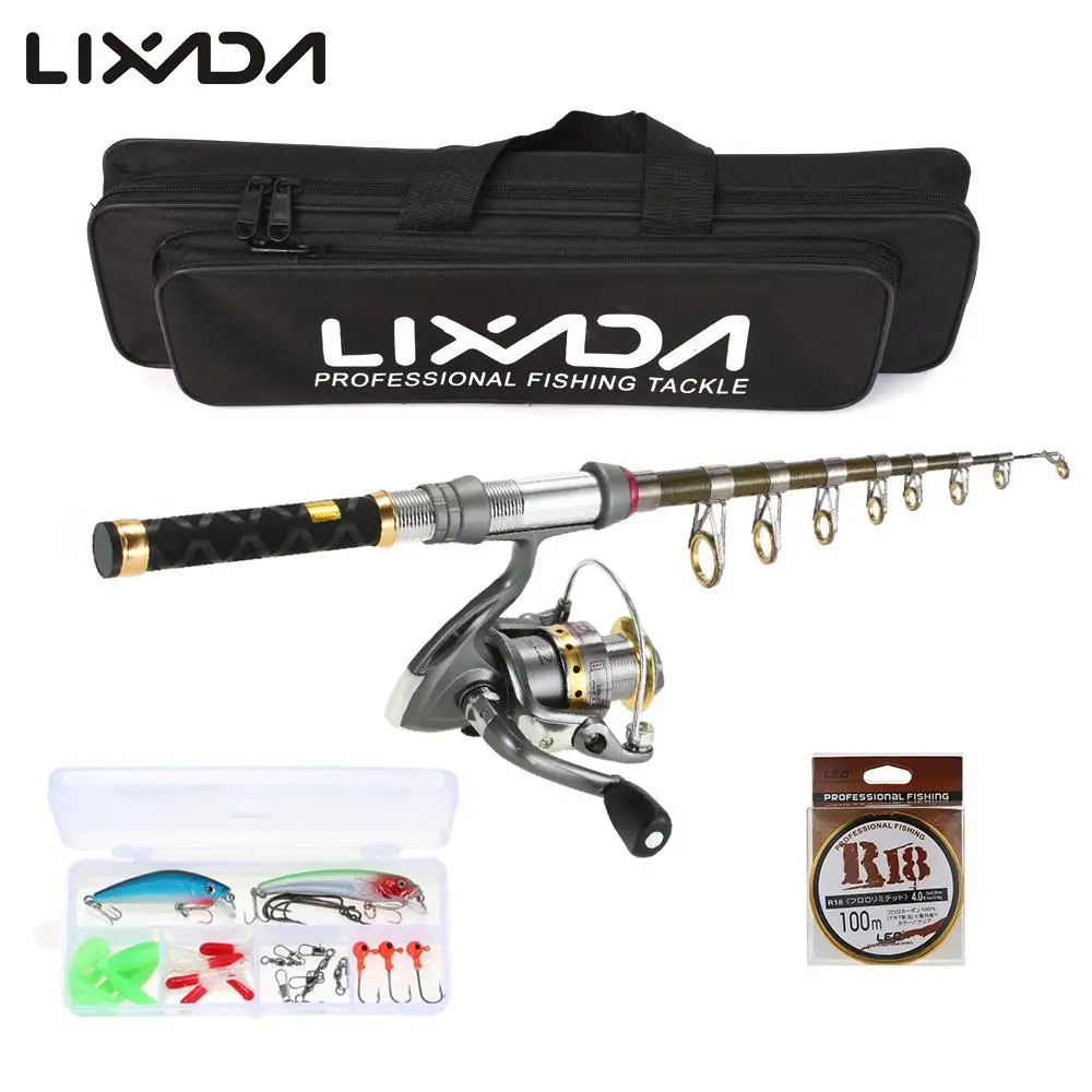 

Lixada 99% Carbon Fiber Telescopic Fishing Rod Reel Combo Full Kit Spinning Fishing Reel Line Lure with Carry Bag Carp Fishing