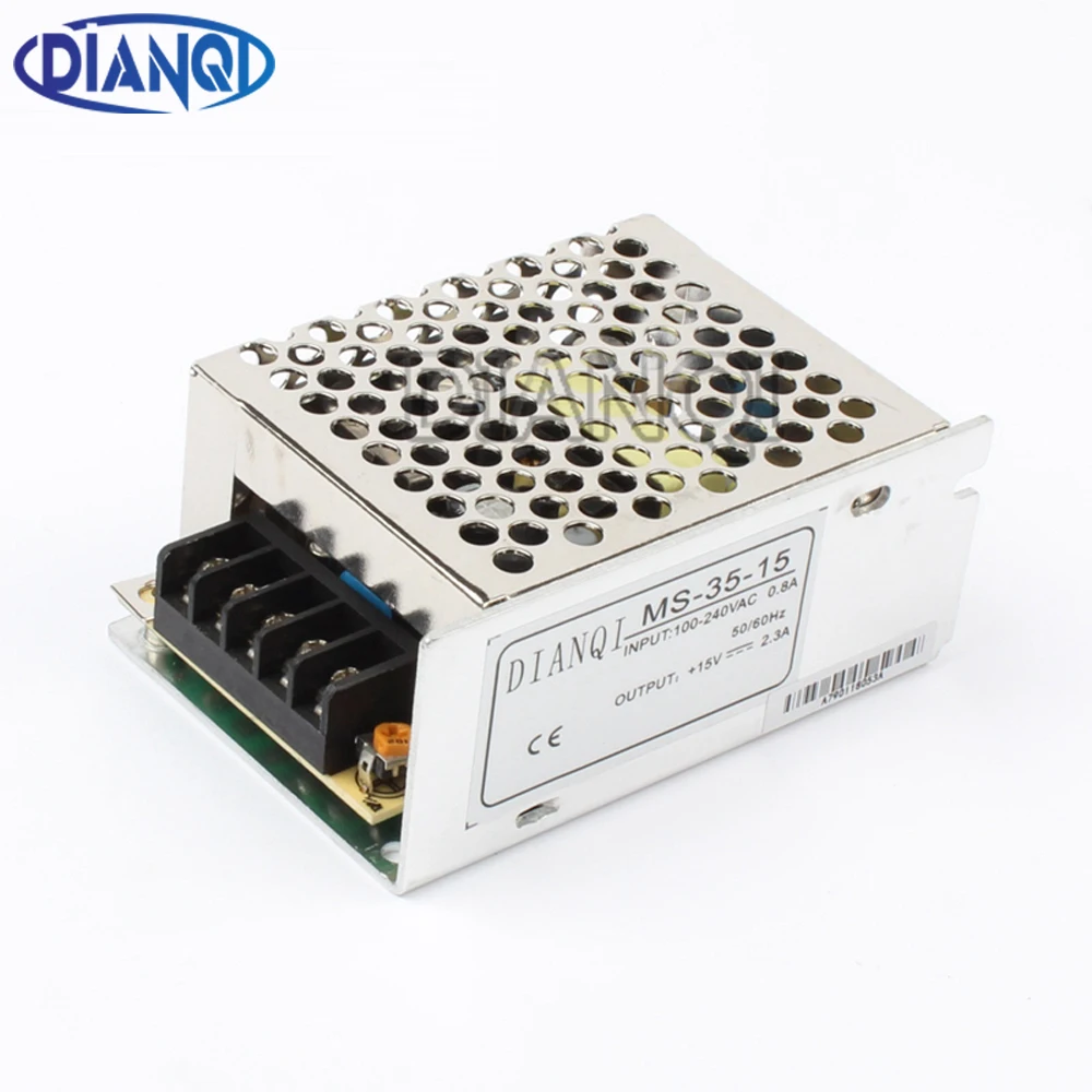 

DIANQI power supply unit 35W 5V 12V 15V 24V 5A 3A 2.4A 1.5A power suply 35W mini size din led ac dc converter ms-35-15