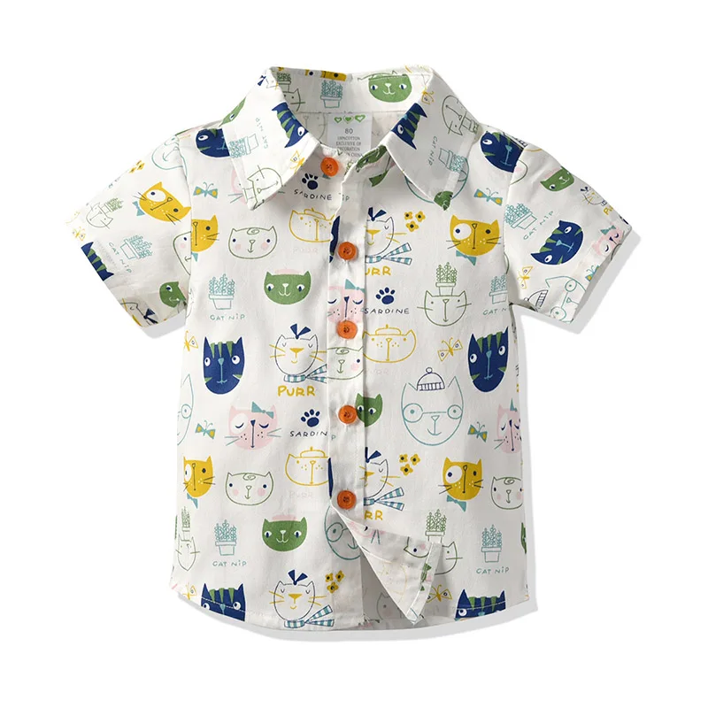 Для маленьких мальчиков Повседневное рубашки Лето корейский стиль хлопок Wit рубашка для детей короткий рукав, блуза для маленьких мальчиков Одежда для детей 2, 3, 4, 5, 6 лет - Цвет: 04