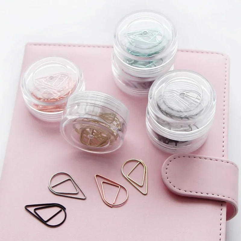 

10 pcs Brief Style Waterdrop Shaped Metal Paper Clip Bookmark Stationery School Office Supply Escolar Papelaria Home Accessories