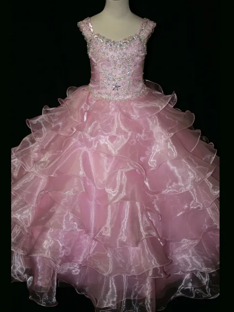 Best price at $108 Cheap Spaghetti Straps Child Inexpensive Beads Ball Gown Flower Girl Dress Girls Formal Occasion Dress Pageant Dresses 0-12 Year Dress
