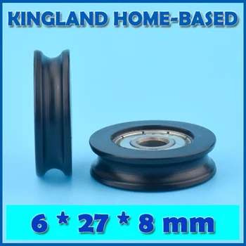 

10 Pcs 6*27*8mm U Groove POM Nylon Plastic Embedded Groove Ball Bearings Guide Pulley Window Roller Inner Ring 6mm Different