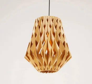 

Modern handmade hollow wood art Pendant Lights indoor E27 led lamp ply-wood chip lights for cafe&pavilion&stairs BT144