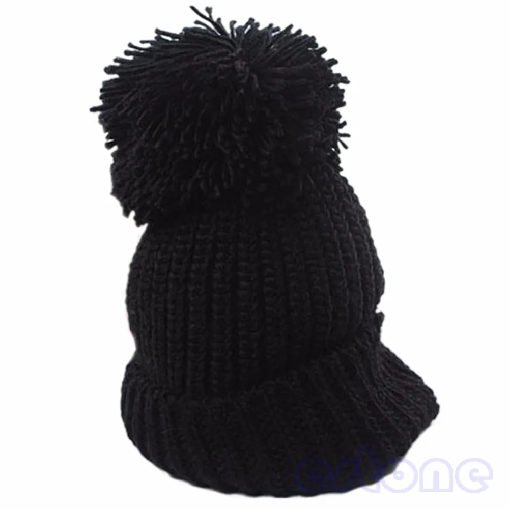 Высокое качество, женский зимний Слауч, вязаная шапка, теплая, негабаритная шапка с манжетой, вязаная крючком, лыжная шапка бини, вязаная шерстяная шапка