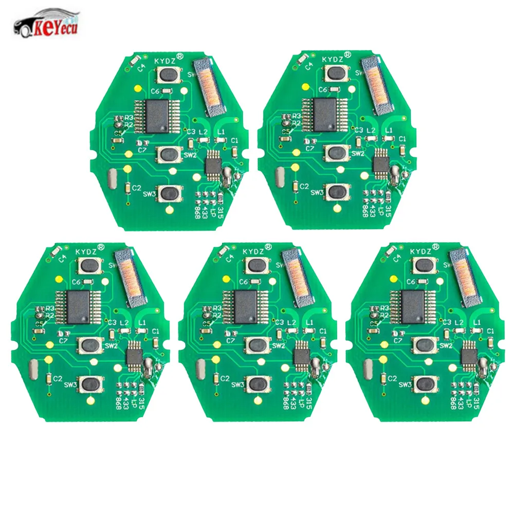 

KEYECU 5 Pcs/lot KYDZ CAS2 Remote Key Board 3 Button 315MHz/433MHz/868MHz/315LP ID7944 Chip for BMW 3 5 6 7 X3 X5 With Battery