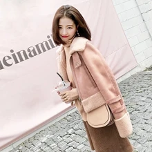 Olgitum осень-зима утолщение ретро шерсть короткая верхняя одежда Для женщин меховые куртки кожа с мехом пальто CC549