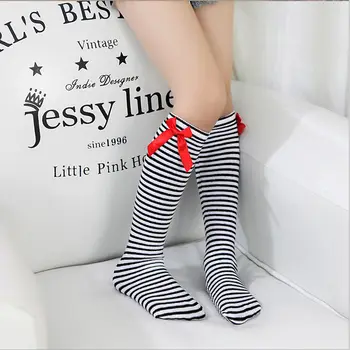 

Kids Child Baby Girls Knee High Long Socks Lace Bow Cotton Casual