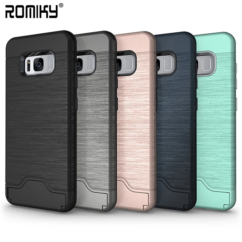 100PCS Romiky Brushed Plastic Stand Case for Samsung Galaxy Note8 Note 8 Card Slot Wallet Back Cover | Мобильные телефоны и