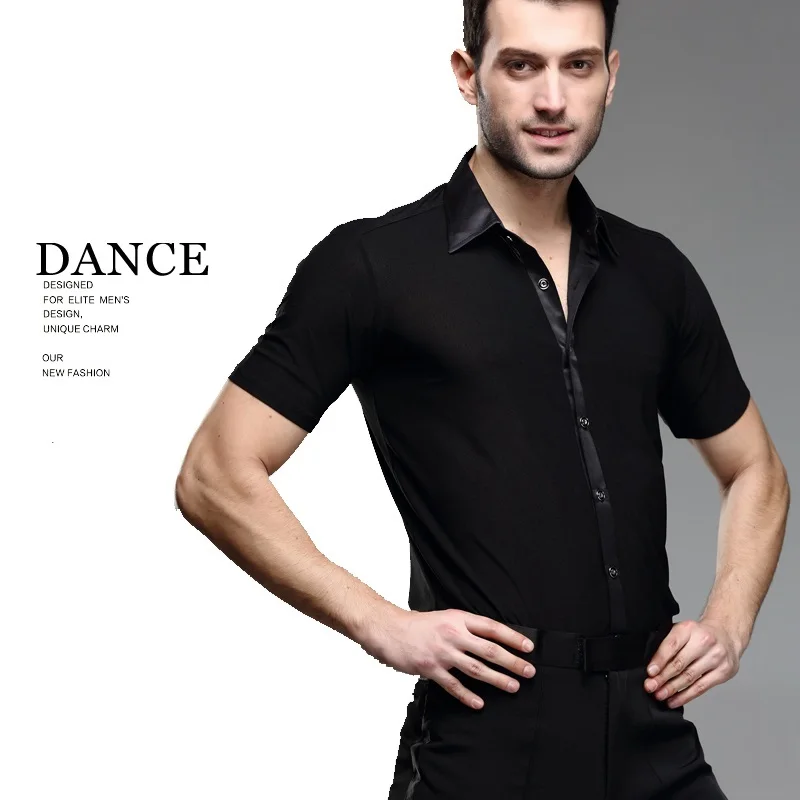 Black Latin Dance Shirts Male Long Sleeves Dancing Jacket Shirt Men's Ballroom Chacha India Salsa Paso Dance Clothes B-5999