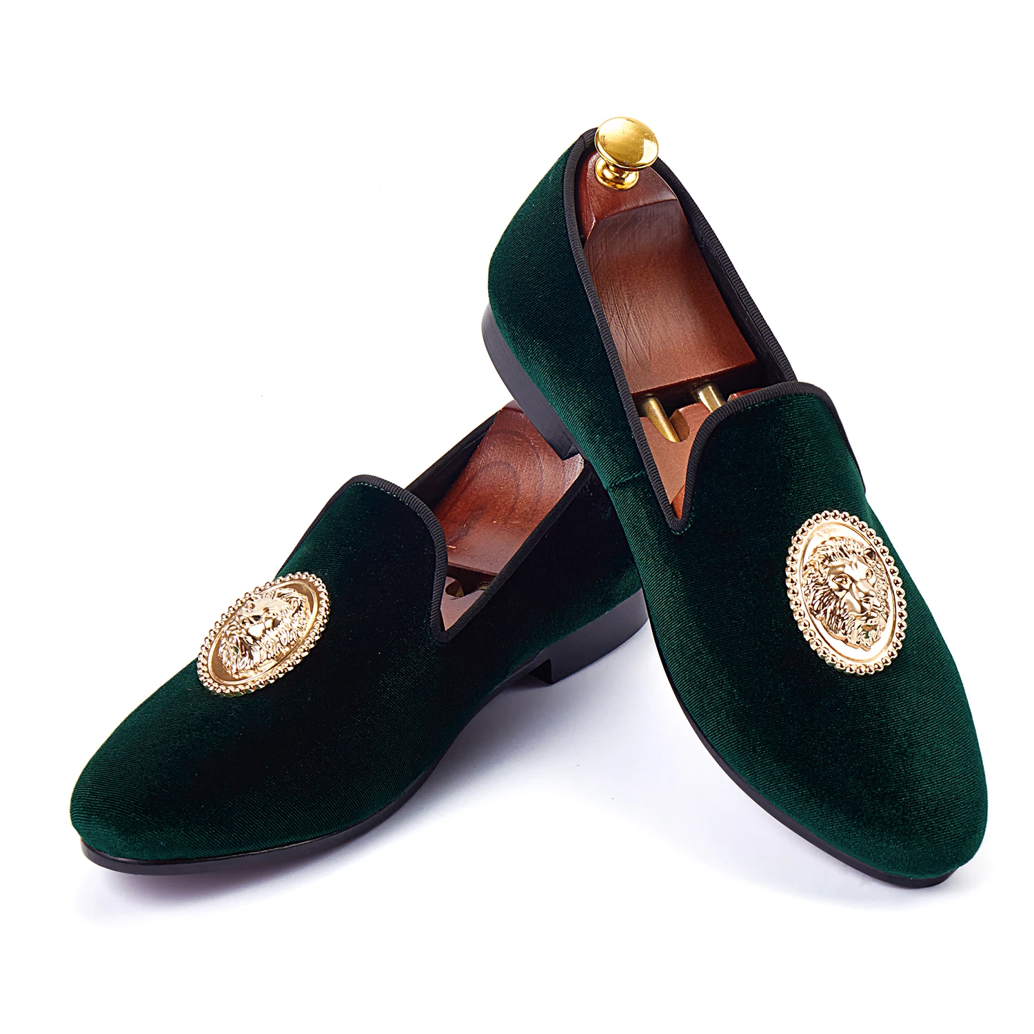 Green velvet loafers Clearance