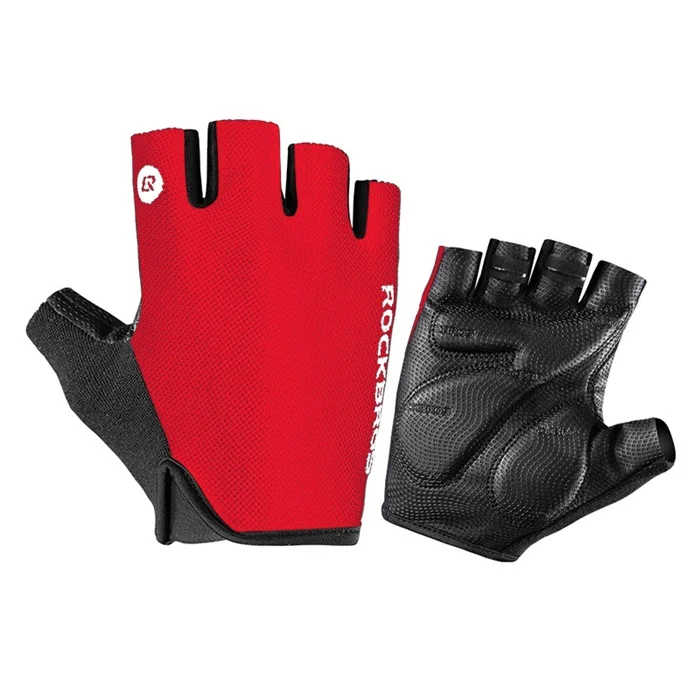 Велосипедные перчатки с полупальцами, велосипедные перчатки, противоударные, дышащие, противоскользящие, для горного велосипеда, MTB, велосипедные перчатки, мужские, велосипедные, спортивные перчатки - Цвет: Красный