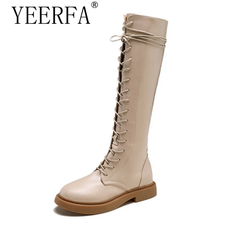

2019 New Designer Womens Square Low Heel Riding Motorcycle Heel Knee High Boots Punk Gothic Platform Lace Up Shoes Size 35-40
