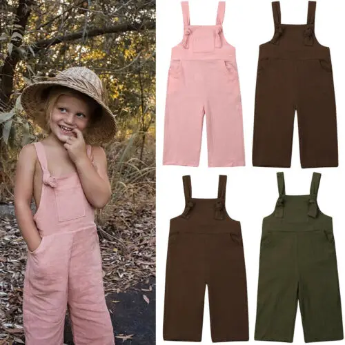 

Sleeveless Vintage Overalls Romper Baby Boy Girl Sleeveless Strap Solid Jumpsuit Summer Clothing Backless Casual Toddler Romper