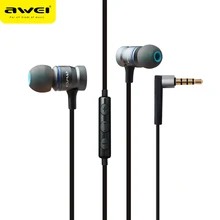 Awei ES-70TY 3.5mm Aux Audio In-Ear Earphone Metal Heavy Bass Sound Music Headset With Mic Fone De Ouvido Earphone For Phone