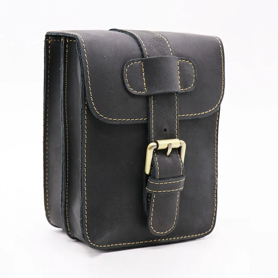 Brand Cool Casual 7' Cell/Mobile Phone Wallet Punch Case Bag Men's Cow Leather Belt Cross Waist Pack Hip&Bum Fanny Bags 