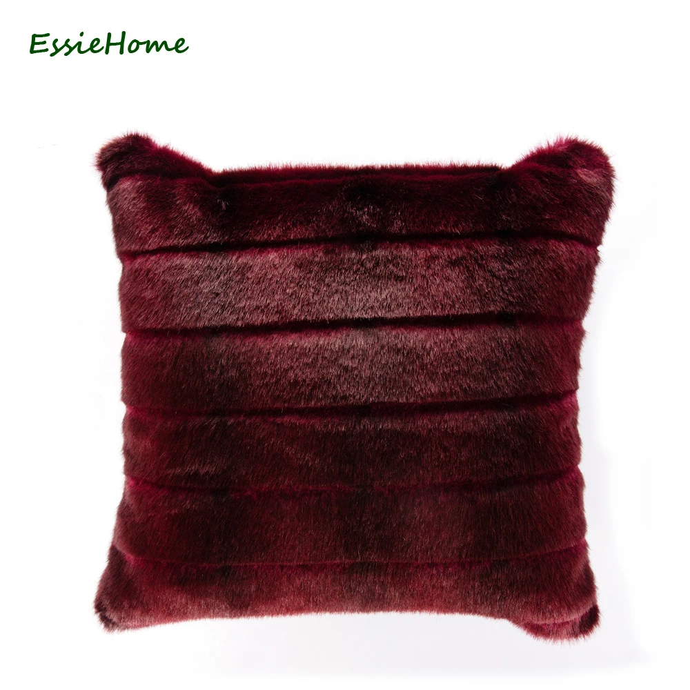 ESSIE HOME Double Side Imitation Fox Fur Pillow Case Cushion Cover Soft