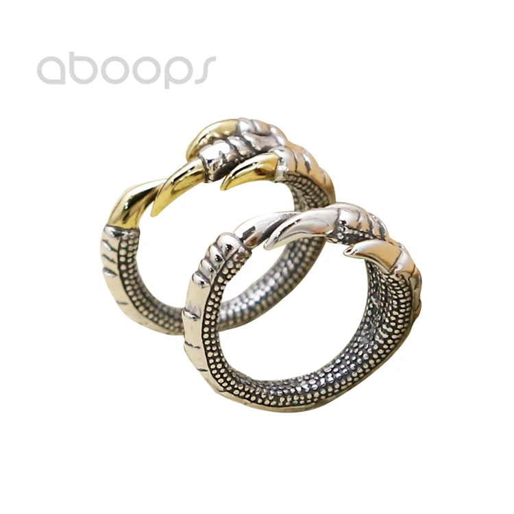 

Two Tone 925 Sterling Silver Dragon Claw Pinky Open Ring for Men Women Adjustable Size 6.5-8 Free Shipping
