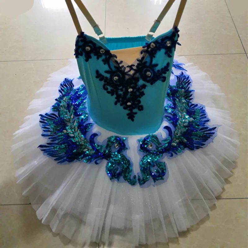 

New Blue Bird Performance Ballet Tutu Swan Lake Pancake Tutu Child Leotard Ballet Dress Ballerina Girl Dance Clothing