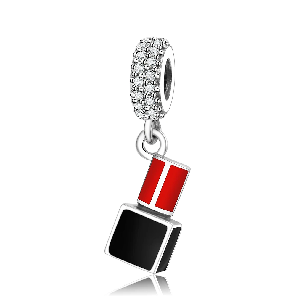 Lápiz Labial Plateado Plata Encanto Colgante Europeo pulseras