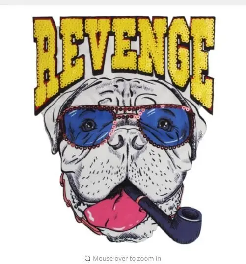 

DD2PCNew Arrival REVENGE Dog Printed Patches Sewing Motif Applique Sequined Patch28 x21.6cm DIY Garment Applique DIY Accessories