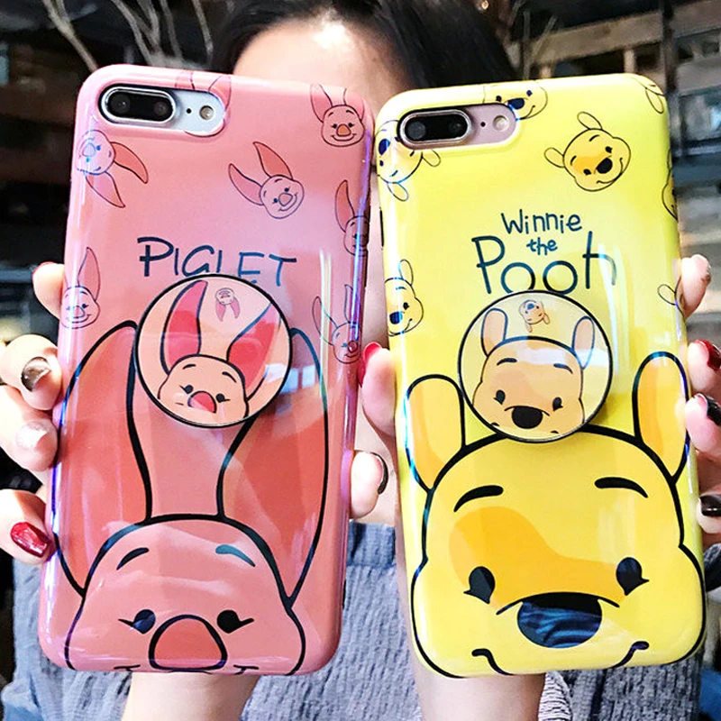 

For Samsung S8/S9 plus Winnie bear case Galaxy Note 9 blue light cover Note8 cartoon silicone shell S10 plus+ airbag holder gift