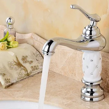 

Xueqin Classical European Single Handle Basin Faucet Chrome Polished Bathroom Hot and Cold Water Sink Mix Tap Ceramic Handle