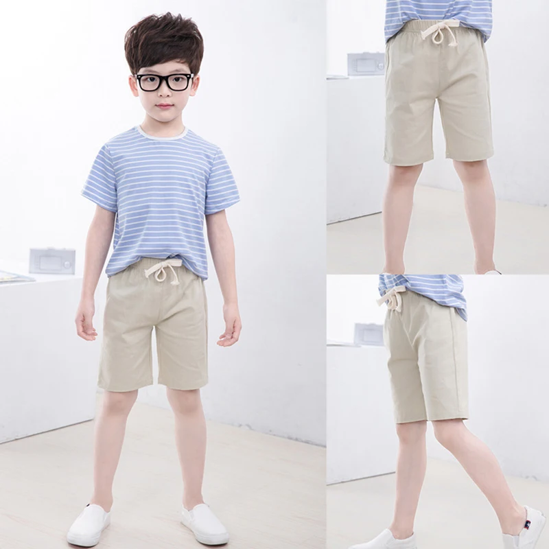 2-10 Yrs Kids Boys Knee Length Shorts Girls Summer Beach Loose Cotton&Linen Pants
