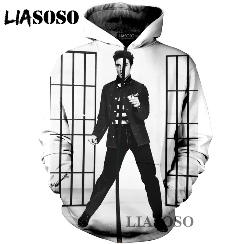LIASOSO 3D принт для женщин и мужчин Elvis Presley King of Rock толстовки с капюшоном