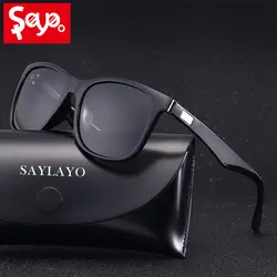 SAYLAYO классический черный поляризованных солнцезащитных очков Для мужчин Для женщин Винтаж Открытый Спорт площадь зеркало солнцезащитные