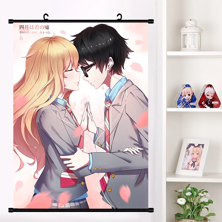 

Cute Anime Your Lie in April Arima Kousei Miyazono Kaori Cosplay Wall Scroll Poster Wall Hanging Poster Home Decor