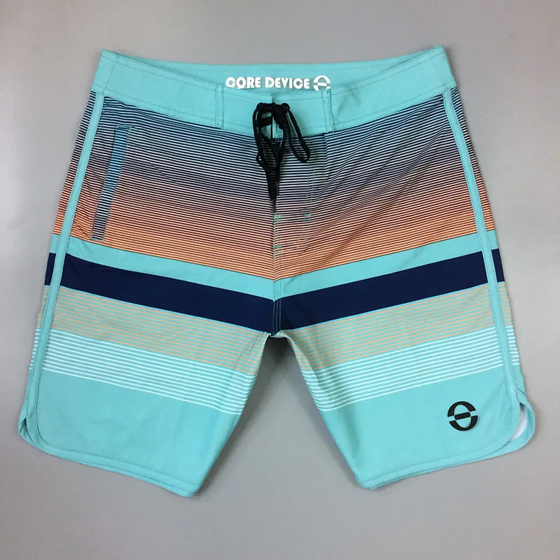 Новые полосатые водоотталкивающие эластичные летние шорты, мужские пляжные шорты, мужские пляжные шорты-бермуды