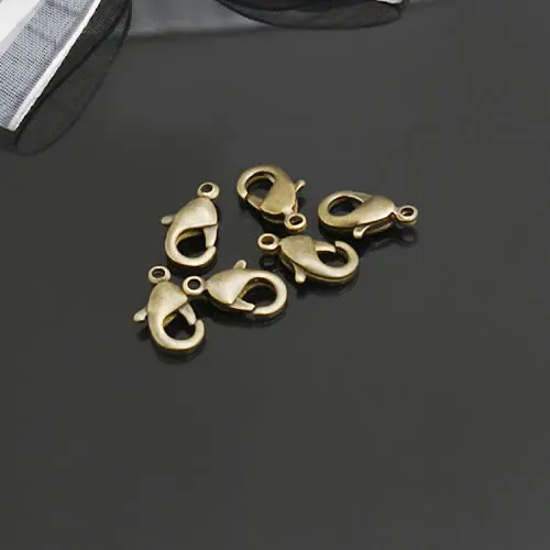 15770) 20 шт 10x5 мм 12x6 мм позолоченные латунные застежки-карабины застежки на ожерелье ювелирные аксессуары фурнитура - Цвет: Antique Bronze