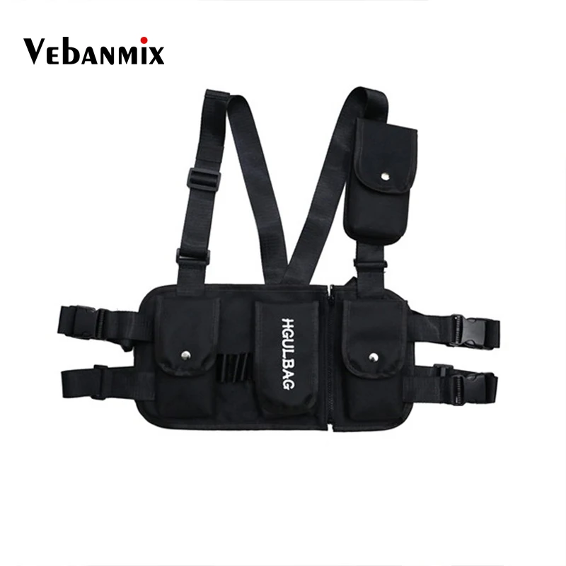 

Hot Fashion Chest Rig Black Waist Bag Pack Multi-pocket Hip Hop Streetwear Functional Military Tactical Chest Bag Kanye West New