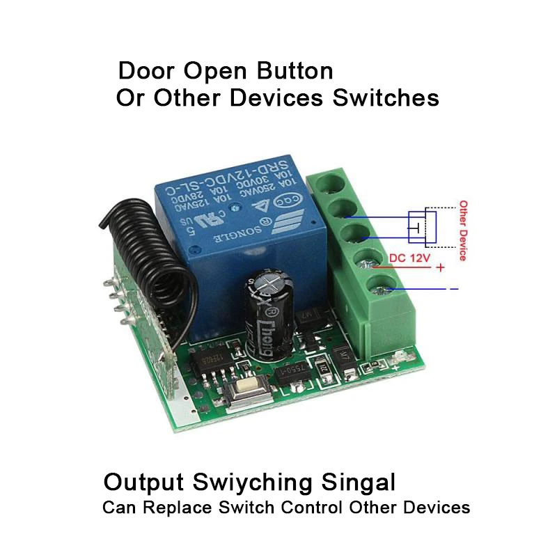 QIACHIP Универсальный Беспроводной DC 12 V 1 канал 433 MHz дистанционного Управление переключатель ВЧ реле Приемник 433 MHz передатчик и пуговицы модуль Diy Kit