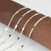 Италия ювелирные изделия Bijoux(украшения своими руками) чистого серебра 925 пробы серебро 1,8 мм широкий плоский хлыст цепи Цепочки и ожерелья 40/длиной 45 см для Для женщин и девочек