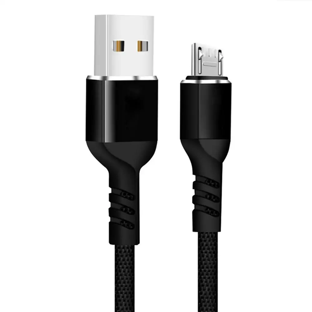 GUUGEI Micro USB кабель Quick Charge 3A Micro адаптер USB Android кабель прочный тканевый плетеный шнур для передачи данных мягкий провод Быстрая зарядка - Цвет: Black USB Cable