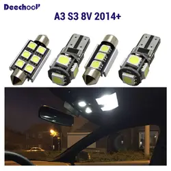 Deechooll 8 шт. Автомобильные светодиодные для Audi A3 S3 8 В 2014 +, белый Canbus Подсветка салона лампы для Audi A3 8 В купол ксеноновая лампа