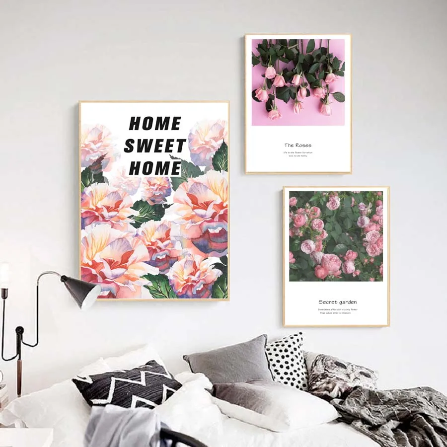 Pink Flamingo Flowers Posters Prints Flowers Quote Canvas Painting On The Wall For Living Room Home Decora Beautiful Colored Art (4)
