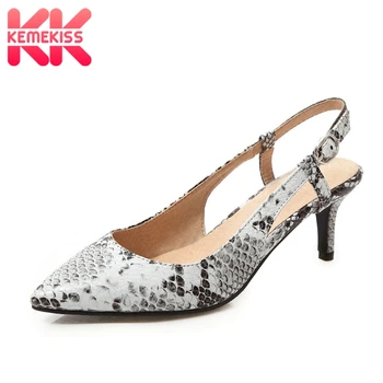 

KemeKiss Shoes Women Fashion Snakeskin Pattern Thin Heels Women Sexy Sandals 2019 New Daily Comfortable Sandals Plus Size 34-48
