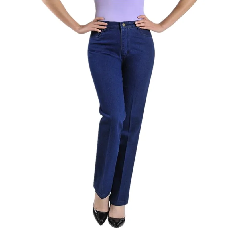 

2019 Spring Autumn Casual jeans High Waist Straight Jeans Elastic Plus Size Denim Trousers Jeans Women