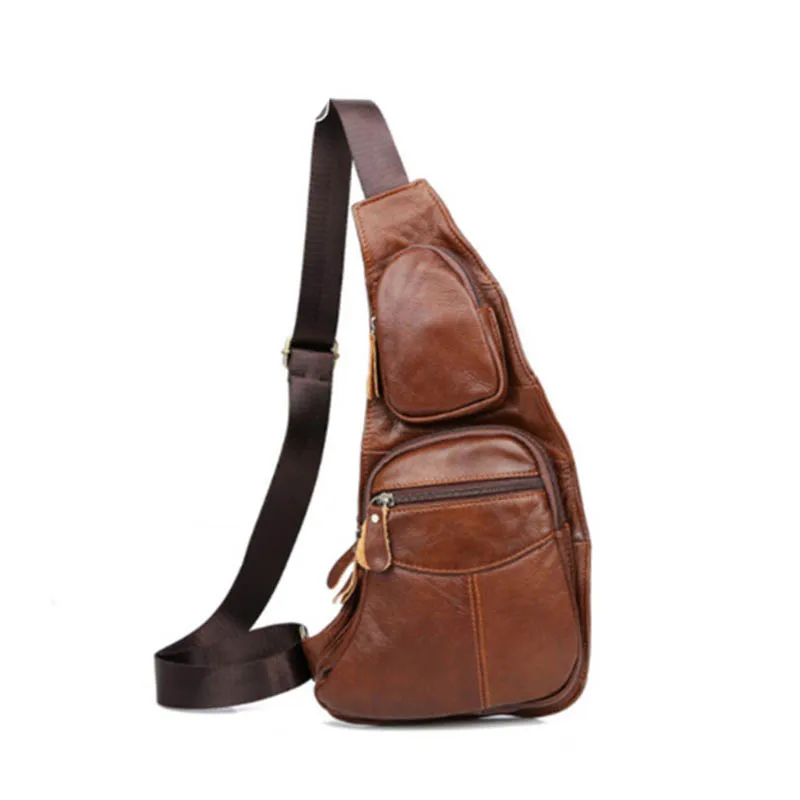

BYCOBECY 2019 New Arrived Men Chest Bag Vintage Shoulder Waterproof PU Leather Cross Body Bags Travel Chest pack Messenger Bag