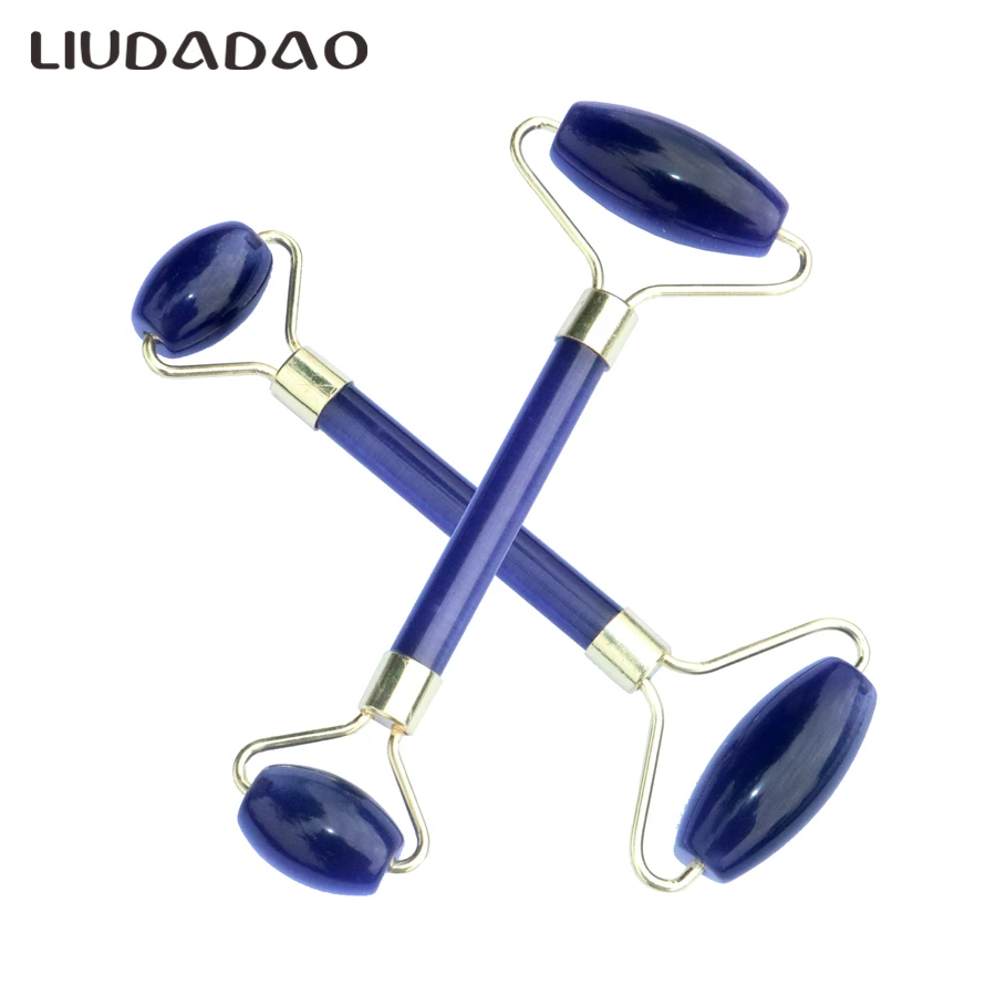 Natural Navy Blue Opal Crystal Face Rollers Stone Massager Skin Care